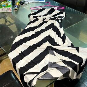 Chic Black and White Striped Dress